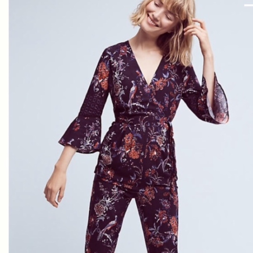 new Anthro Maeve Espior Floral Jumpsuit 12